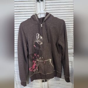 Made For Life Brown Butterfly Women's Hoodie  Jacket Small
